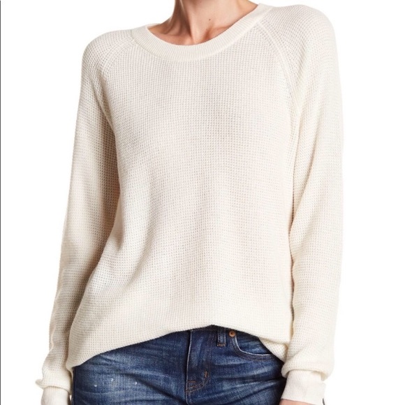 Madewell Ivory Waffle Knit Pullover 